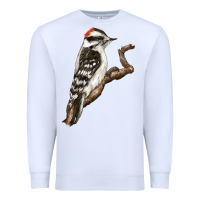 White Downy Woodpecker Premium Sweatshirt - LillyAllenDesigns