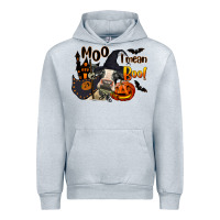 Heather Grey Moo I Mean Boo Holstein Cow Urban Hoodie - LillyAllenDesigns