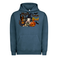 Pigment Midnight Navy Moo I Mean Boo Holstein Cow Urban Hoodie - LillyAllenDesigns