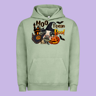 Moo I Mean Boo Holstein Cow Urban Hoodie Designed By Lillyallendesigns