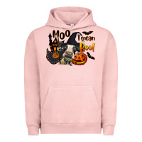 Pigment Salmon Moo I Mean Boo Holstein Cow Urban Hoodie - LillyAllenDesigns