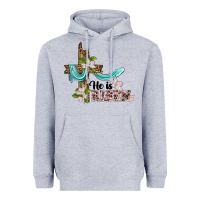 Heather Grey he is risen cross Heavyweight Hoodie - BarkalooDesign