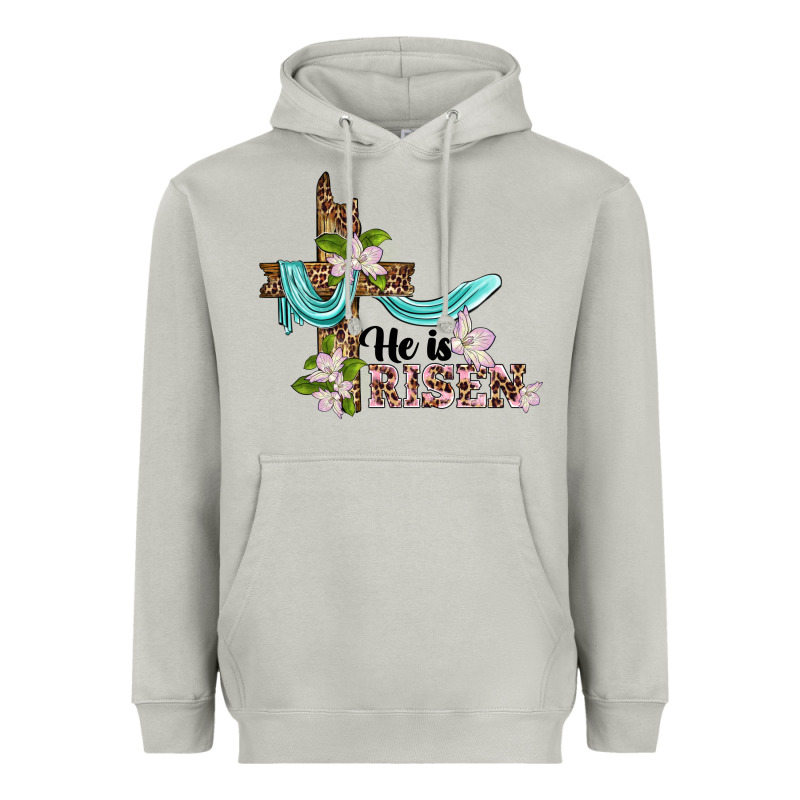 He Is Risen Cross Heavyweight Hoodie by BarkalooDesign | Teevron