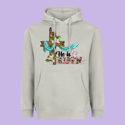 He Is Risen Cross Heavyweight Hoodie Designed By Barkaloodesign