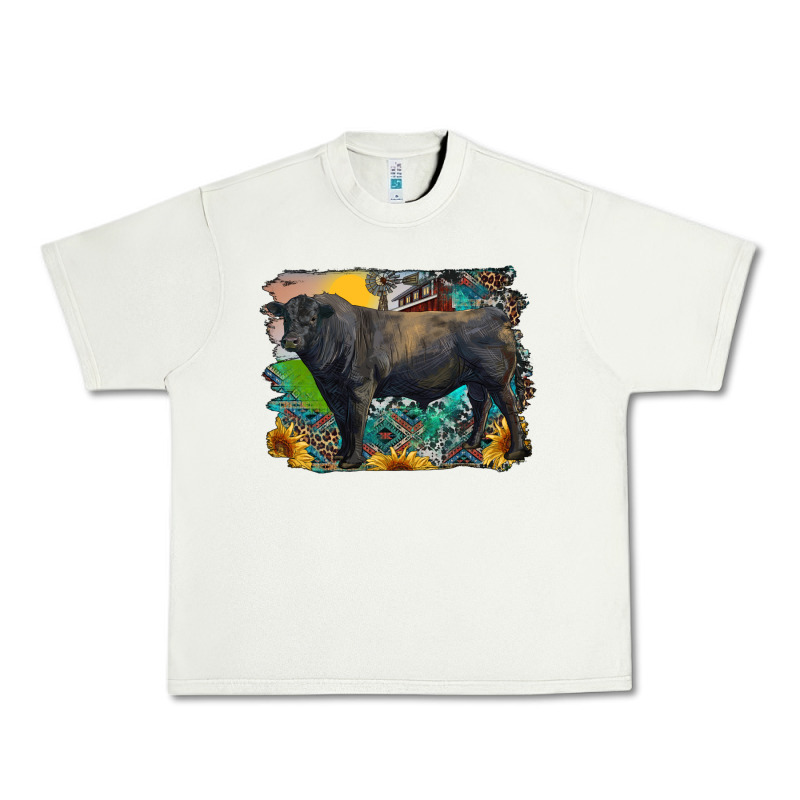 Black Angus Bull With Aztec And Farm Background Urban Heavy Tee by RanaPortraitStore | Teevron