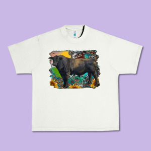 Black Angus Bull With Aztec And Farm Background Urban Heavy Tee Designed By Ranaportraitstore