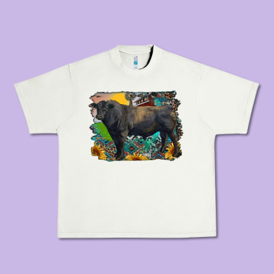 Black Angus Bull With Aztec And Farm Background Urban Heavy Tee Designed By Ranaportraitstore