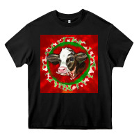 Black christmas holstein calf face Heavy Core Tee - LillyAllenDesigns