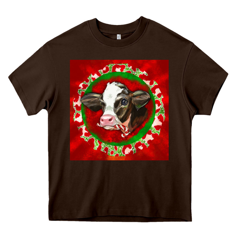 Christmas Holstein Calf Face Heavy Core Tee by LillyAllenDesigns | Teevron