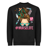 Black messy bun nurse life Heavyweight Sweatshirt - RanaPortraitStore