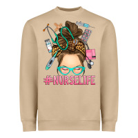 Mushroom messy bun nurse life Heavyweight Sweatshirt - RanaPortraitStore