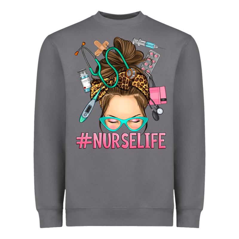 Messy Bun Nurse Life Heavyweight Sweatshirt by RanaPortraitStore | Teevron