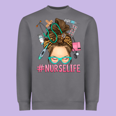 Heavyweight Sweatshirt messy bun nurse life