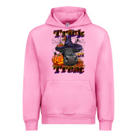 Fuchsia Pink Trick Or Treat Black Angus Heifer Urban Hoodie - LillyAllenDesigns