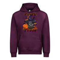 Mauve Wine Trick Or Treat Black Angus Heifer Urban Hoodie - LillyAllenDesigns