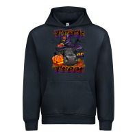 Navy Trick Or Treat Black Angus Heifer Urban Hoodie - LillyAllenDesigns
