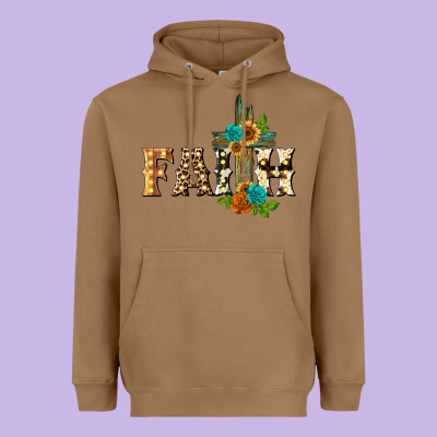 Faith With Cross Heavyweight Hoodie Designed By Barkaloodesign