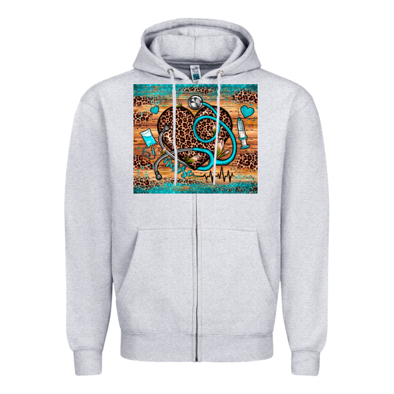 Nurse Leopard Heart Zipper Hoodie by JahusDesignShop | Teevron