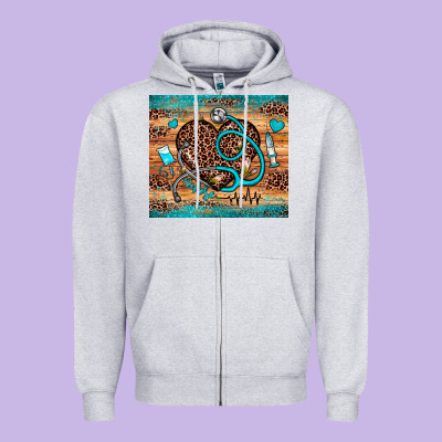 Nurse Leopard Heart Zipper Hoodie Designed By Jahusdesignshop