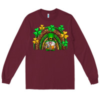 Burgundy St. Patrick's Day gnome rainbow Long Sleeve Tee - Neo Western