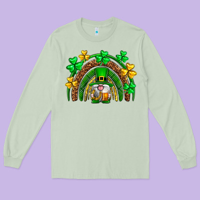 St. Patrick's Day Gnome Rainbow Long Sleeve Tee Designed By Neo Western