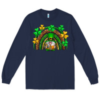 Navy St. Patrick's Day gnome rainbow Long Sleeve Tee - Neo Western