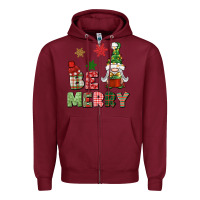 Burgundy be merry Zipper Hoodie - BundleAndBundleShop