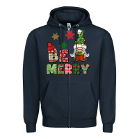 Navy be merry Zipper Hoodie - BundleAndBundleShop