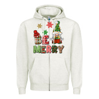 Oatmeal Heather be merry Zipper Hoodie - BundleAndBundleShop