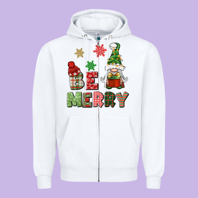 Be Merry Zipper Hoodie Designed By Bundleandbundleshop