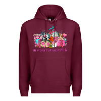 Burgundy western cancer  in october we wear pink coffee cups with ribbons Premium Hoodie - AdoDesignShop