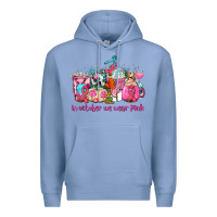 Colony Blue western cancer  in october we wear pink coffee cups with ribbons Premium Hoodie - AdoDesignShop