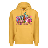 Western Cancer  In October We Wear Pink Coffee Cups With Ribbons Premium Hoodie | Teevron