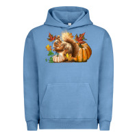 Pigment Pebble Blue Fall Squirrel Urban Hoodie - LillyAllenDesigns