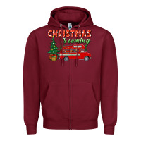 Burgundy christmas is coming Zipper Hoodie - BundleAndBundleShop