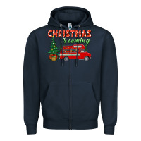 Navy christmas is coming Zipper Hoodie - BundleAndBundleShop
