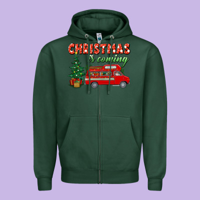 Christmas Is Coming Zipper Hoodie Designed By Bundleandbundleshop