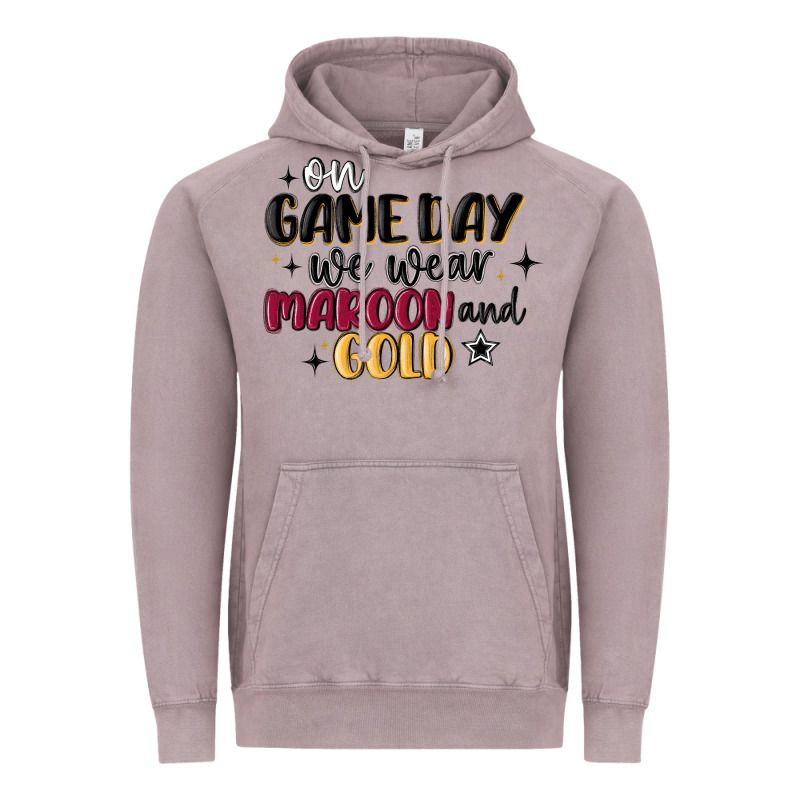 On Game Day We Wear Maroon And Gold Vintage Hoodie by MaliasSmallBusiness | Teevron