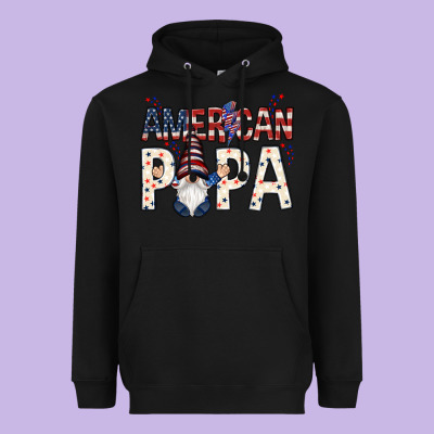 American Papa With Gnome Heavyweight Hoodie Designed By Nancycooperartshop