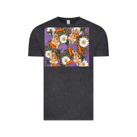 Vintage Black easter bunny carrot daisys leopard glitter Vintage Tee - RanaPortraitStore