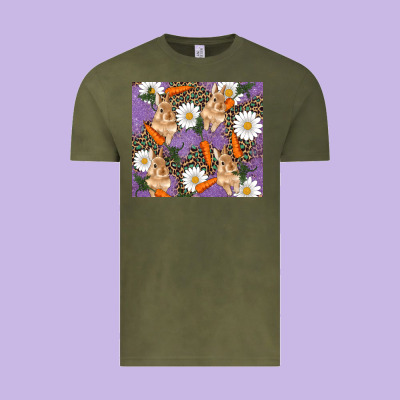 Vintage Tee easter bunny carrot daisys leopard glitter