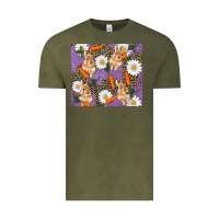 Vintage Olive easter bunny carrot daisys leopard glitter Vintage Tee - RanaPortraitStore