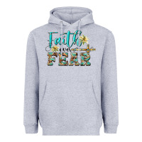 Heather Grey faith over fear with cross Heavyweight Hoodie - BarkalooDesign