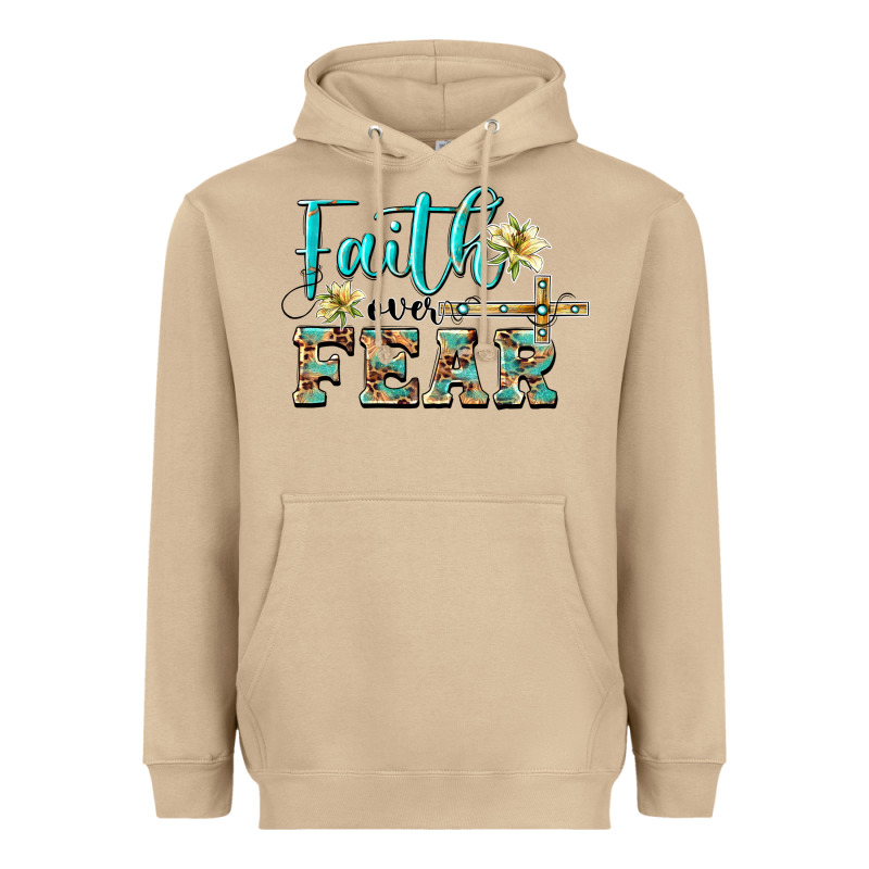Faith Over Fear With Cross Heavyweight Hoodie by BarkalooDesign | Teevron