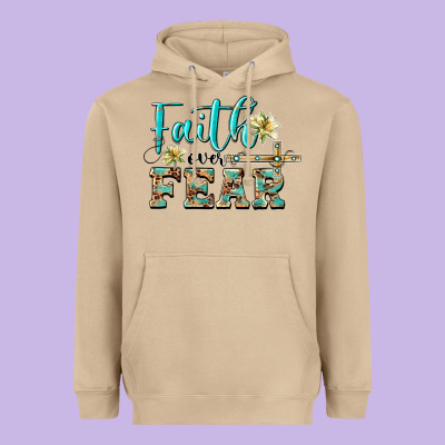 Faith Over Fear With Cross Heavyweight Hoodie Designed By Barkaloodesign