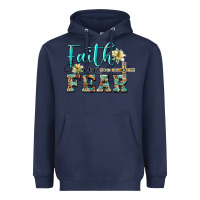 Navy faith over fear with cross Heavyweight Hoodie - BarkalooDesign