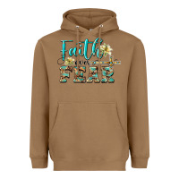 Toasted Coconut faith over fear with cross Heavyweight Hoodie - BarkalooDesign