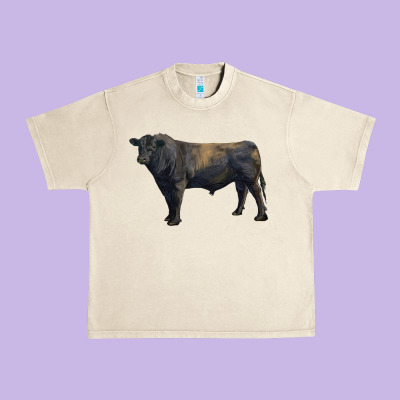 Black Angus Bull Urban Heavy Tee Designed By Ranaportraitstore