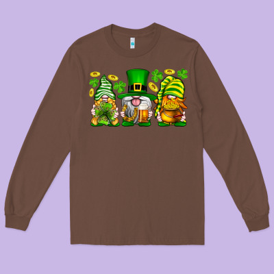 St. Patrick's Day Gnomies Long Sleeve Tee Designed By Neo Western
