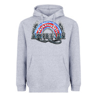Heather Grey American rainbow Heavyweight Hoodie - NancyCooperArtShop